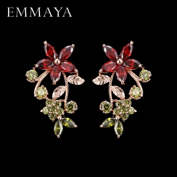 

EMMAYA Design Fashion Jewelry Multi Color AAA+ CZ Flower Crystal Stud Earrings for Women Party Brincos Gifts
