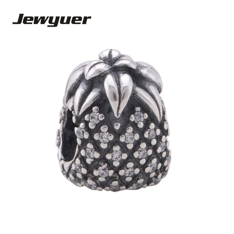 

Memnon Silver Sparkling Pineapple Charms 925 Sterling Silver jewelry beads Fit charm Bracelet Bangles DIY Accessories BE151