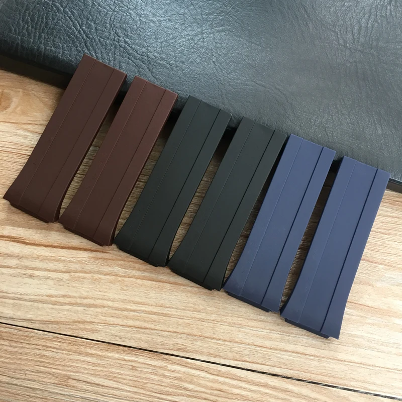

26mm Black Blue Brown Waterproof Silicone Rubber Watchband For porsche design P6780 men watch band Watch Strap bracelet