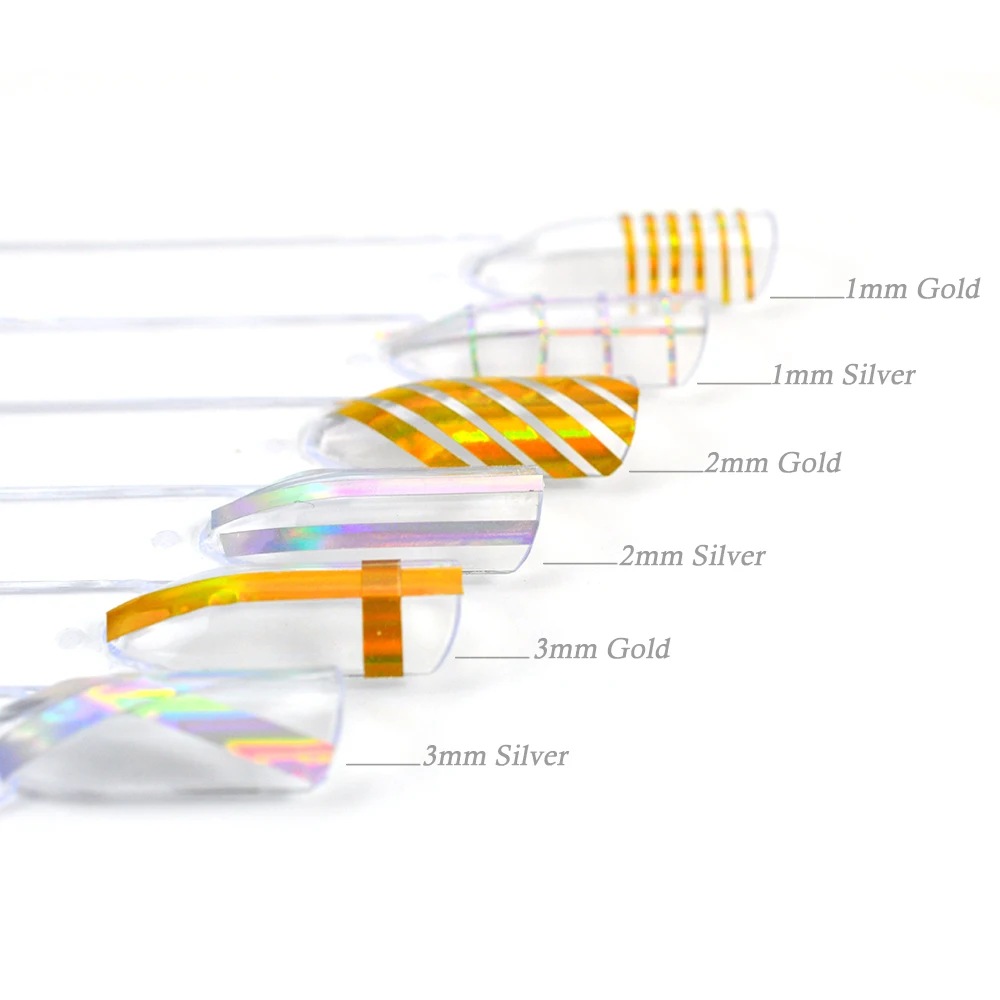 1 рулон 1 мм/2 мм/3 мм цвет золото серебро Радужный эффект ногтей чередование ленты линии стикер украшения лазерные аксессуары для ногтей SA341