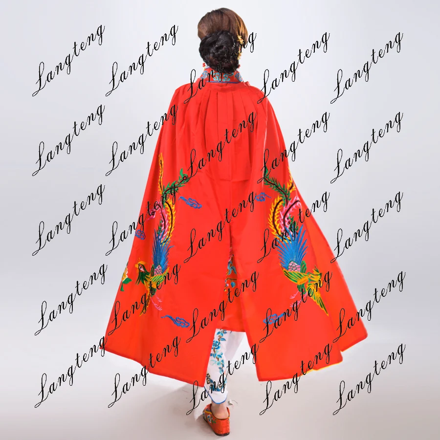 New Chinese Ancient Clothing Mantissas Costume Female Embroidered Cloak Performance Wear