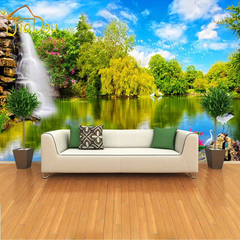 Custom 3D Photo Wallpaper Embossed Wallpaper For Living Room TV Background Wall Paper Papel De Parede 3D Landscape Waterfall custom photo wallpaper balcony forest landscape murals for the living room bedroom tv background wall waterproof papel de parede