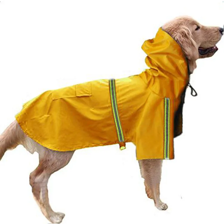 T водонепроницаемый дождевик для собак, светоотражающая полоска, пальто для собак, блестящая одежда для больших средних курток с капюшоном, S-5XL - Цвет: yellow