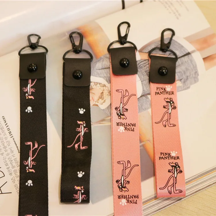 

10Pcs/lot Cartoon Pink Panther Lanyards for Women key Mobile Phone Straps ID Card Keychain DIY Hang Rope Lariat Wrist Neck Strap