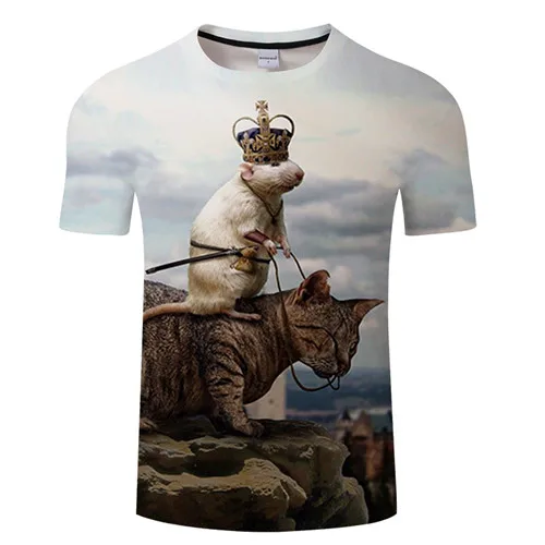 Новая модная футболка с 3D принтом животных, кошек, женская футболка в стиле Харадзюку, женская футболка с круглым воротником и коротким рукавом - Цвет: TXKH3155
