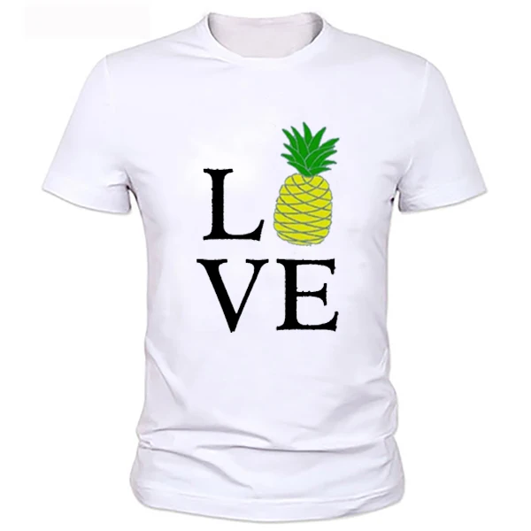 Fashion-Summer-Women-T-Shirt-Tops-Love-Pineapple-Cute-Print-White-Top-O-Neck-Short-Sleeve