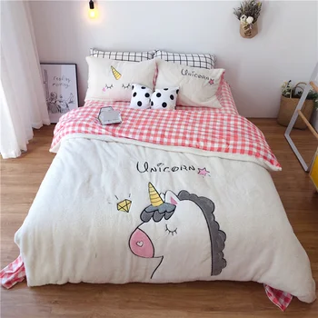 Lovely Fleece Unicorn Bedding Set