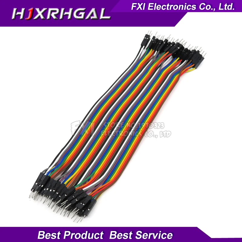 

Dupont line 40pcs 20cm 2.54mm 1p-1p Pin Male to Male Color Breadboard Cable Jump Wire Jumper For Arduino