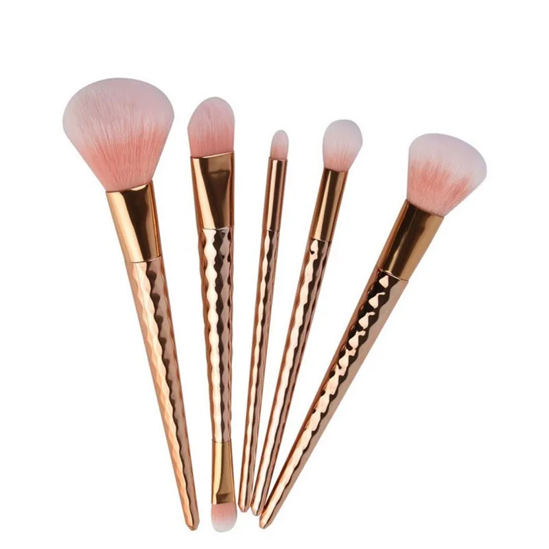 

5pcs Rose Gold Pink Unicorn Brushes Metal Double-end Two-in-One Function Blending Power Face Brush Cosmetic Beauty Make Up Tools