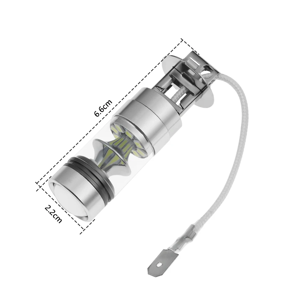 2 шт. авто лампы высокой мощности противотуманные Автомобильные фары H3 6000K 100W Светодиодный 20-SMD