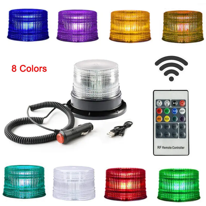 Koop Autolichten 30 LED Magnetische Strobe Licht met Afstandsbediening RGB Emergency Beacon Lichten Politie Lichten