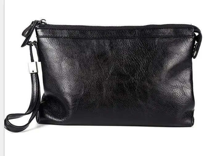 Men's handbags tide large capacity envelope soft leather clutch bag
