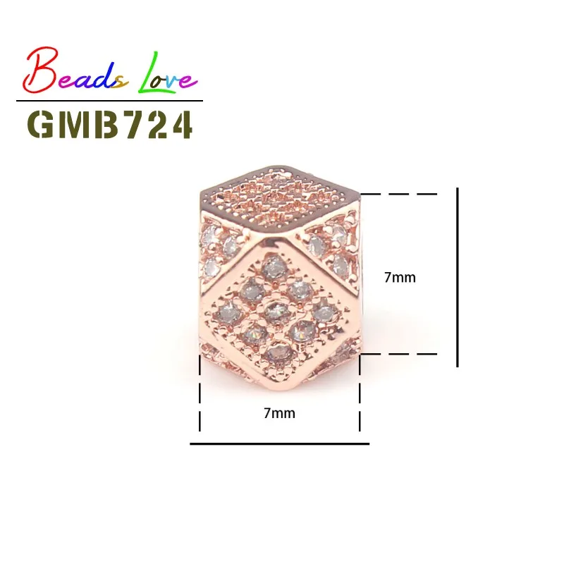 3 шт./лот 7x7 мм Геометрическая металлическая медная микро-паве CZ бусины для браслета Подвески для изготовления украшений разделитель со стразами бусины DIY аксессуары