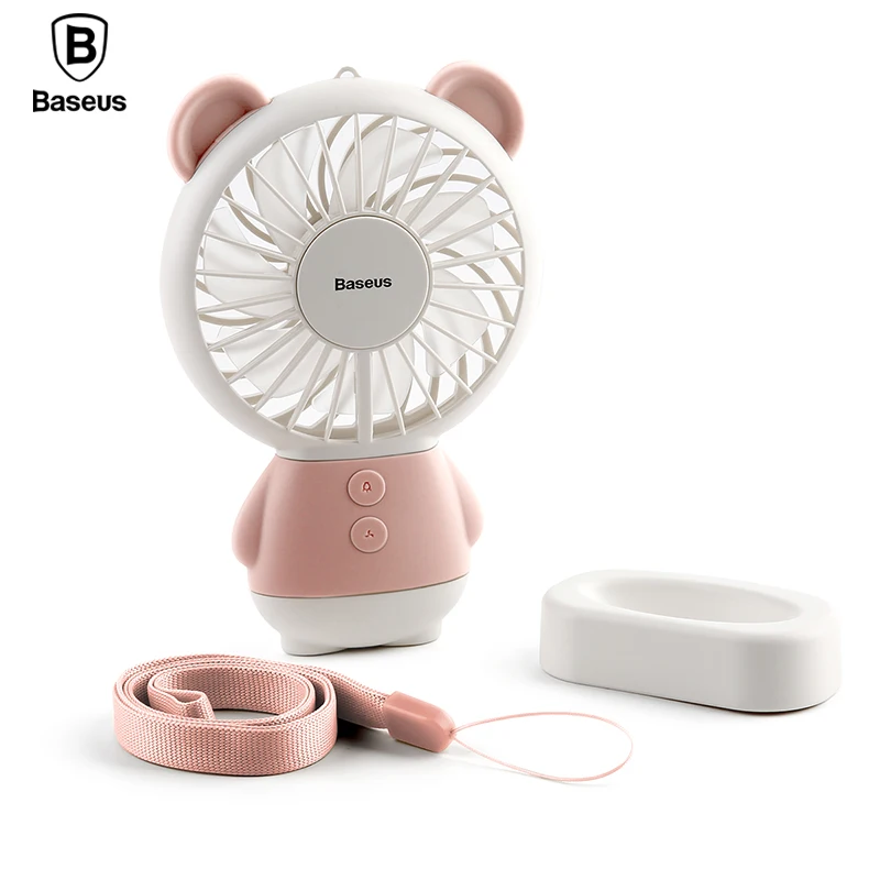 

Baseus Portable USB Fan Mini Handheld Fan Ajustable Rechargeable Quiet Cooling Fan With Lighting Seven-vane Desk Electric Fans