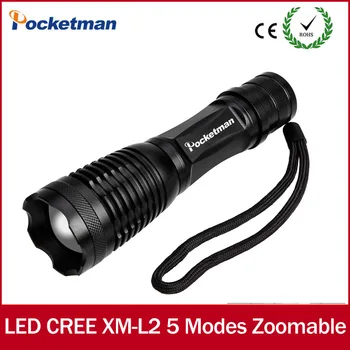 

LED flashlight xm-l2 linternas 5 MODES Waterproof linternas torch Zoomable lampe torche Super bright Free shipping zk50