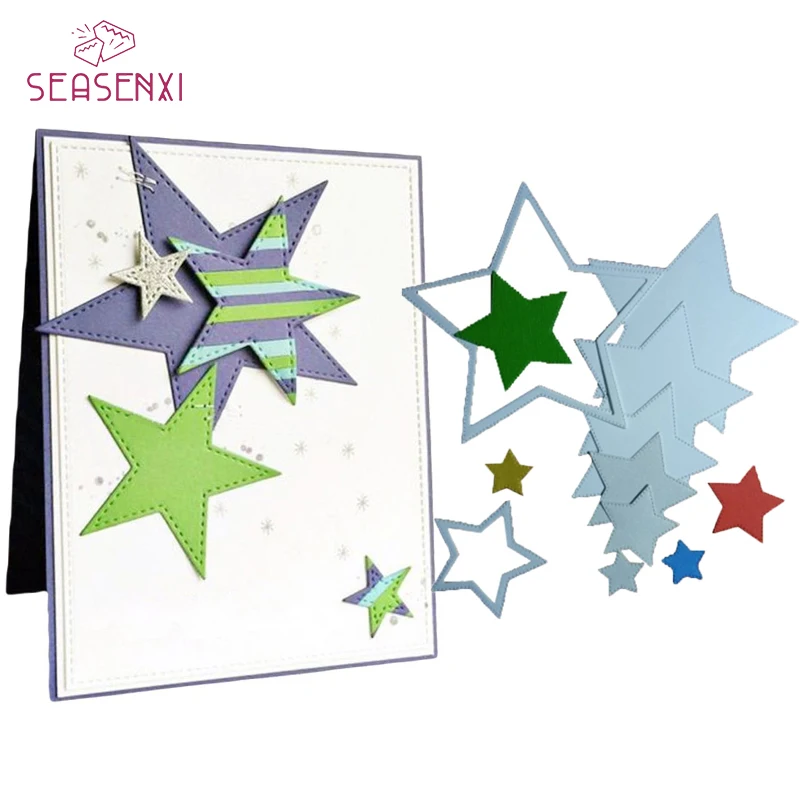 

SEASENXI 8pcs/Set Basic Stars Cutting Dies Carbon Steel Metal Cutting Dies Scrapbooking Decorative Paper Cards Template New 2018