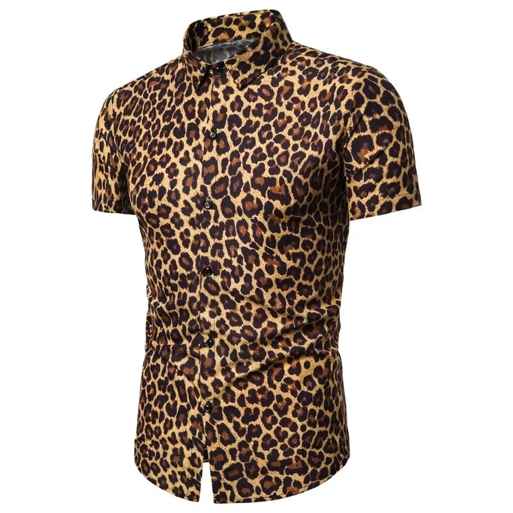 

Mens Trend Nightclub Leopard Print Shirt High Quality Long Sleeve Shirt Male Social Casual Party Shirt Chemise Homme Dress Shirt