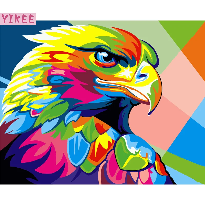 paint by number adults,Coloured Eagle,painting by numbers for home decorationin Painting