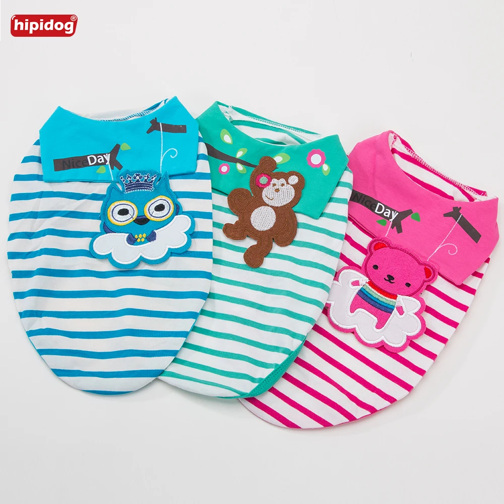 

Hipidog Pet Cat Dog T-Shirt Elastic Clothe Striped Spring Summer Animal Label Vest Clothes for Chihuahua Poodle Small Dogs Cats