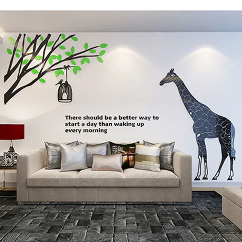 

Tree and Giraffe Pattern DIY Acrylic Stickers Novelty 3D Wall Stickers Nice Home Kindergarten Wall Decoration