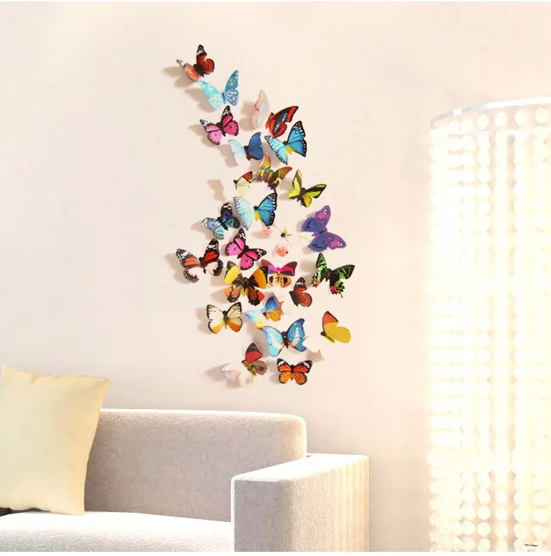 

Hot Sale 3D Butterfly dragonfly Wall Decals12pcs 6big+6small PVC 3D Butterfly Wall Sticker for Home Decoration