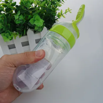 

Baby Rice Paste Bottle Silicone Gel Newborn Feeding Bottle Spoon Food Supplement Rice Cereal Spoon Training Feeder