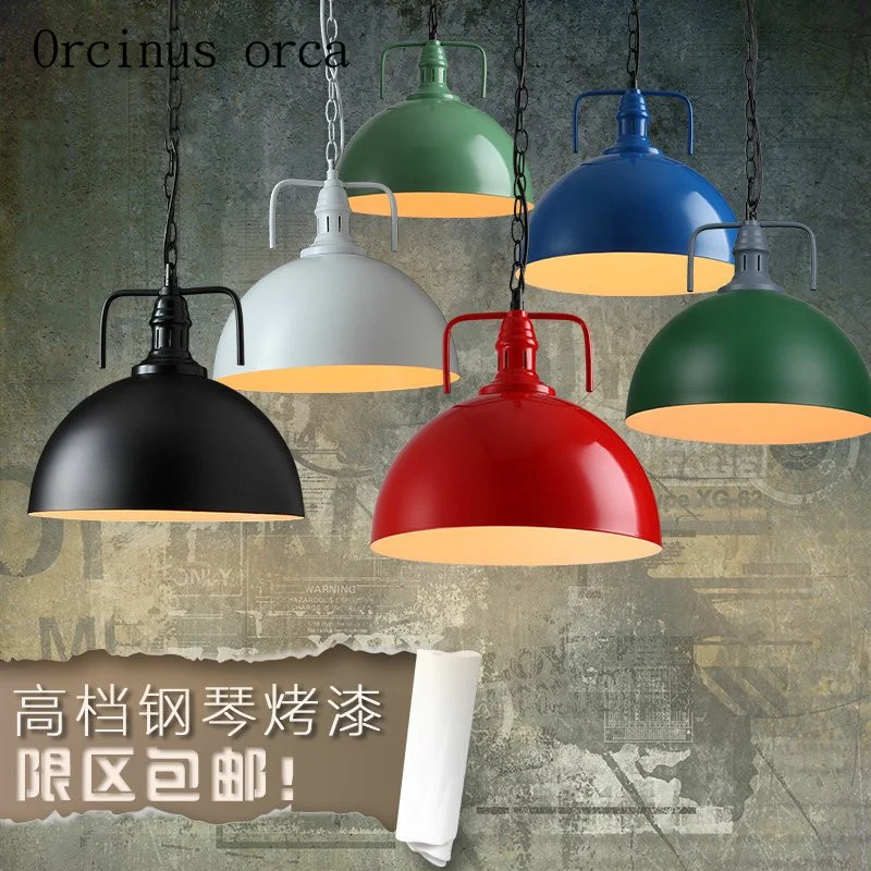 

Loft American Restaurant Bar Cafe Vintage industrial wind chandelier simple art aisle iron hat Pendant