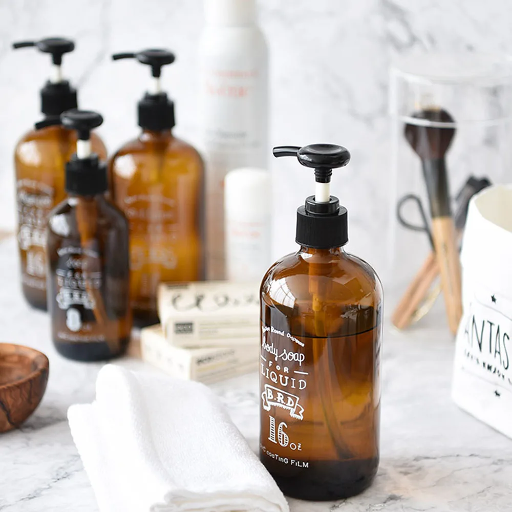 Preise Chic Glas Braun Lagerung Flasche Skandinavischen Hand Sanitizer Flasche Flüssigkeit Seife Shampoo Conditioner Nordic Badezimmer Presse Flasche