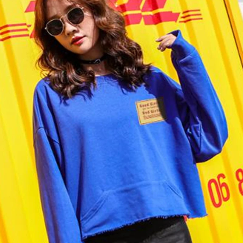 

2019 Women Hoodies Sweatshirts Harajuku Ladies Basic Oversized Pullover Letter Print Hoodies Vouge Loose Short Style Pullovers