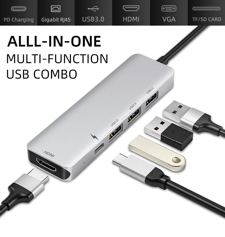 IHaitun usb-хаб C к Мульти USB 3,0 4K HDMI адаптер док-станция для Macbook Pro type C PD VGA SD TF DC3.5 для huawei 30 samsung порт 3,1