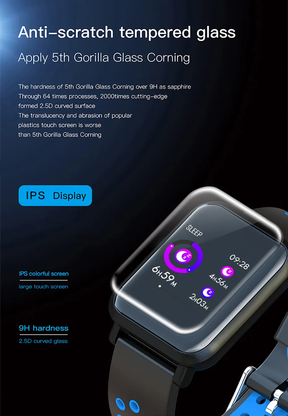 COLMI S9 2.5D экран Gorilla glass Smartwatch кровяное давление кислород поля IP68 Водонепроницаемый Смарт часы для iOS Android телефон