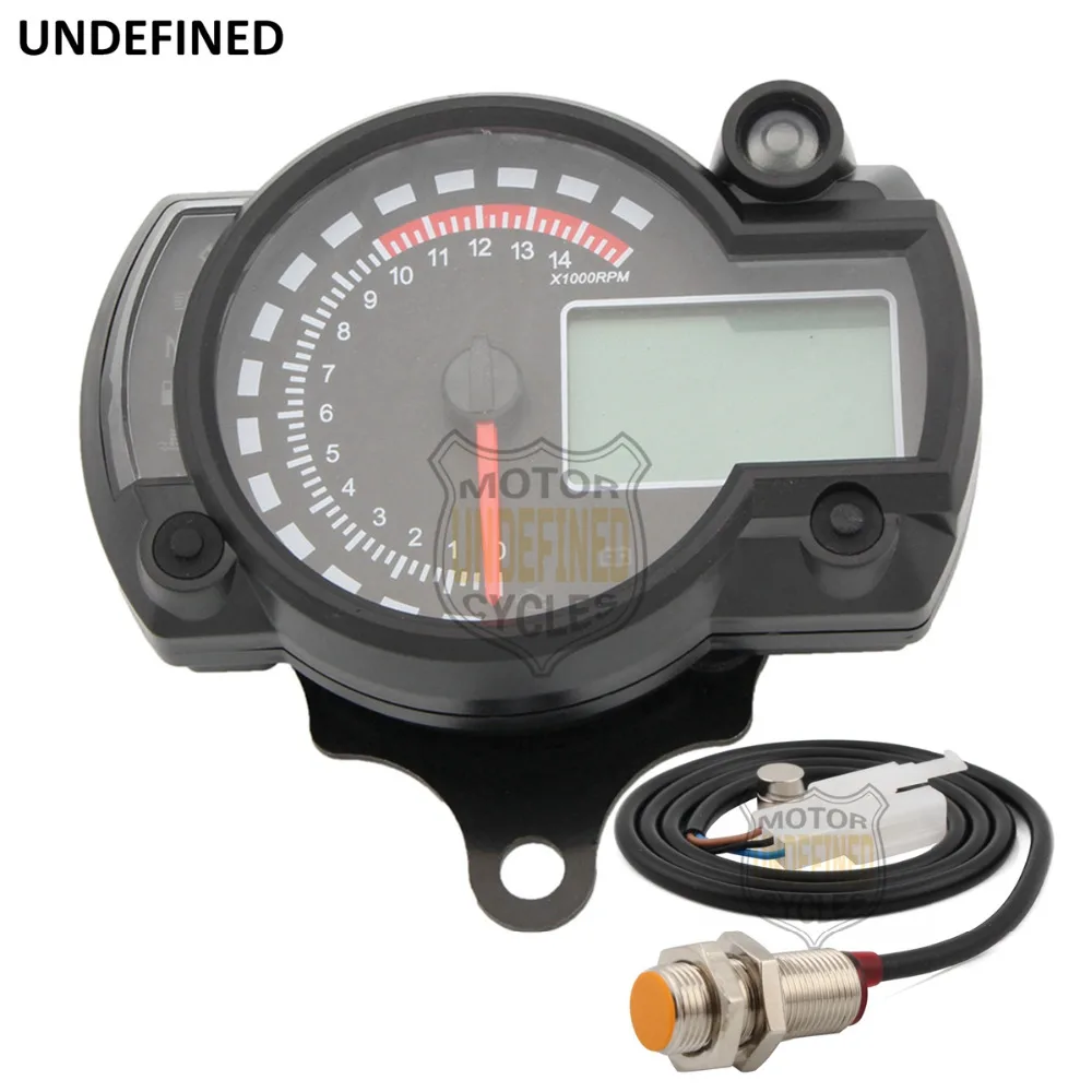 Black Speedometer Motorcycle Digital Tachometer Odometer LCD Backlight
