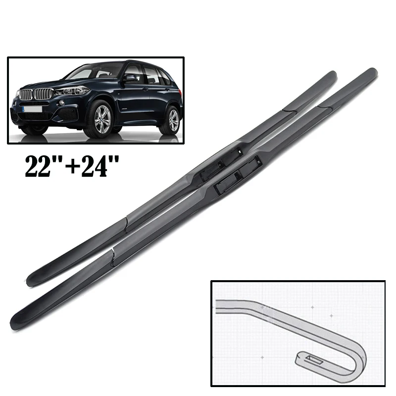 

Erick's Wiper Front Hybrid Wiper Blades For BMW X5 E53 2000 - 2006 Windshield Windscreen Front Window 24"+22"