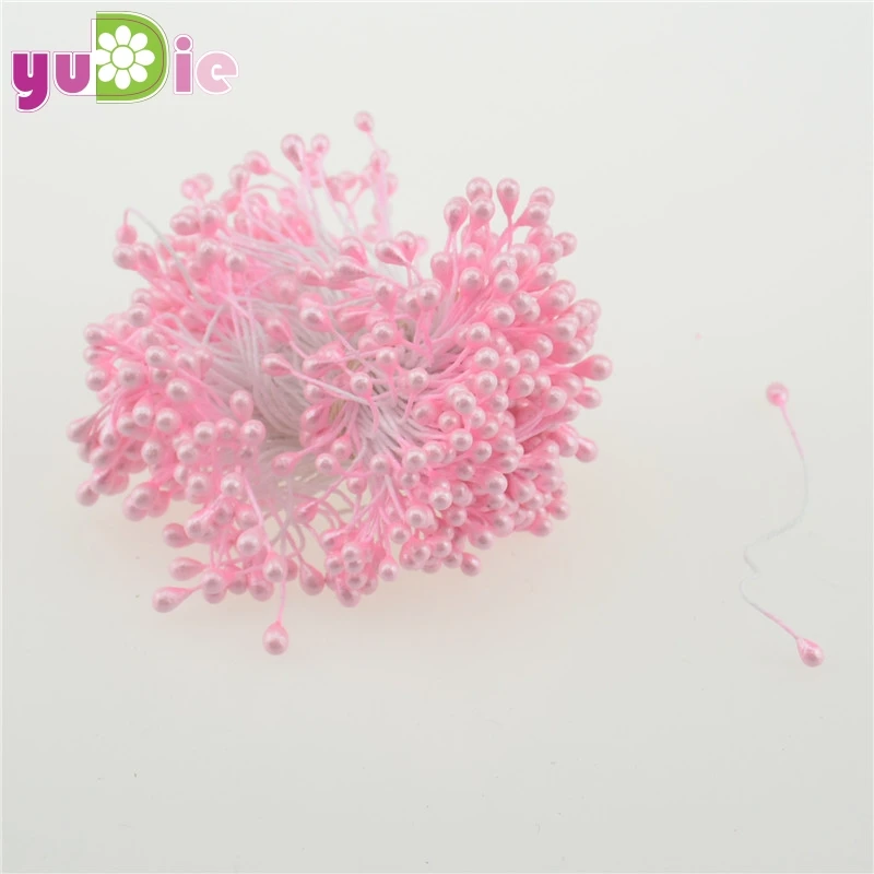 300 шт Двойные головки тычинки Свадебные украшения искусственные цветы для рукоделия DIY ВЕНОК подарочные коробки искусственные цветы для скрапбукинга - Цвет: light pink