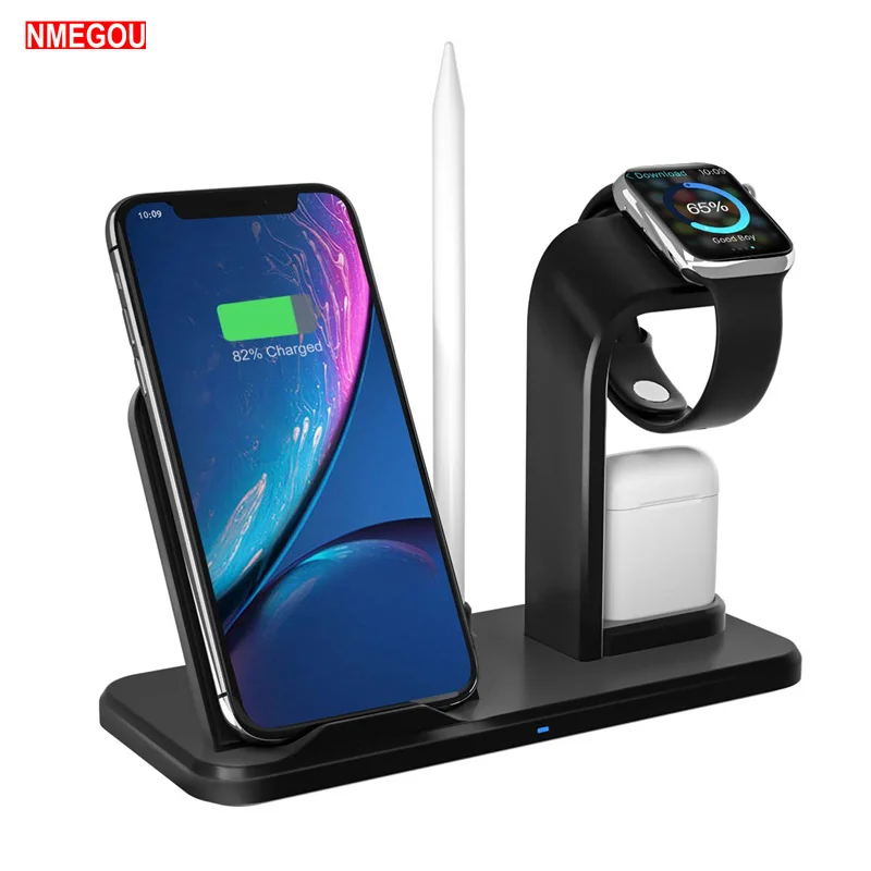 

3 In 1 Wireless Charger for IPhone and Apple Watch/AirPods Pencil 4 3 2 Qi Fast Wireless Charging Station Stand Induction Charge