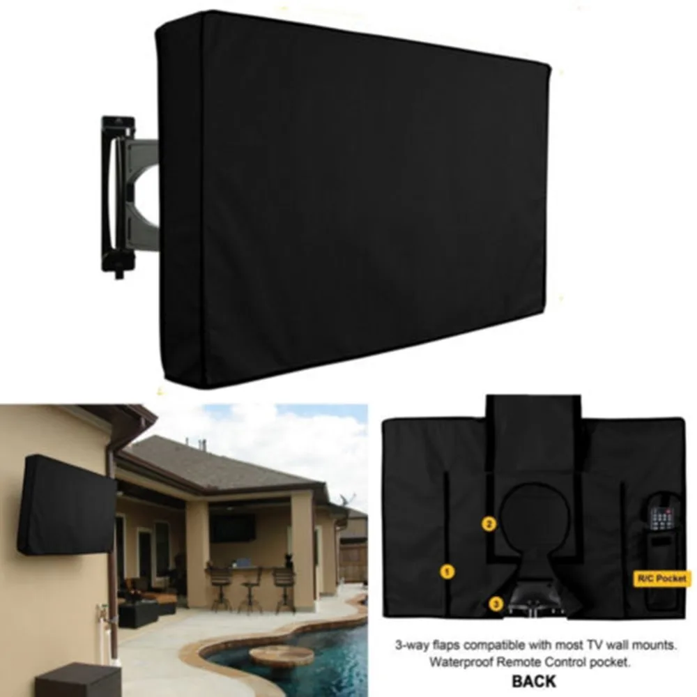 Outdoor TV Dust Cover Black Screen LCD TV Water Resistant Dust Protect