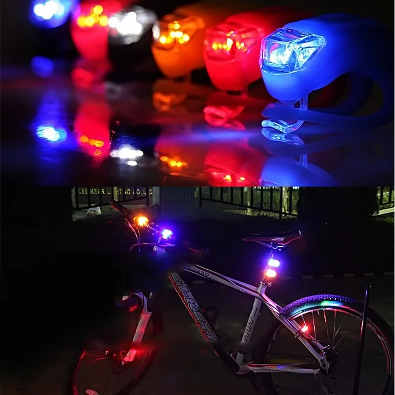 50 шт./лот,, водонепроницаемый силиконовый светильник, светодиодный мини-светильник для велосипеда, Головной фонарь на переднее и заднее колесо, велосипедный светильник Предупреждение льный фонарь