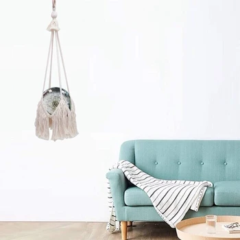 

Plant Hanger 100% Handmade Cotton Rope Plant Basket Holder for Pots/Fish Tank, Indoor Outdoor Bohemian Home Macrame Hanging Flow