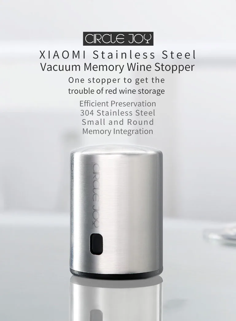 Оригинальный XIAOMI Mijia Circle Joy Smart Wine Stopper нержавеющая сталь вакуумная память Wine Stopper электрическая пробка для вина пробки