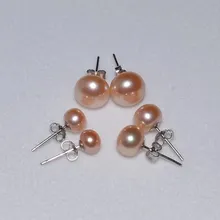 3 пар/лот оранжевый цвет натуральный жемчуг серьги культивированные свадебные серьги-гвоздики пресноводные модные ювелирные изделия