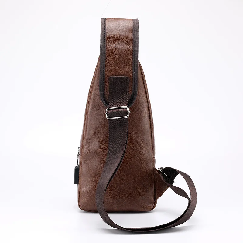 الرجال Crossbody أكياس الرجال USB حقيبة صدر للرجال مصمم حقيبة ساعي جلدية حقائب كتف قطري حزمة 2018 جديد عودة حزمة السفر