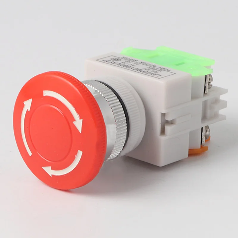 

New Hot 1NO 1NC DPST Emergency Stop Latching Push Button Switch 10A Mushroom Cap