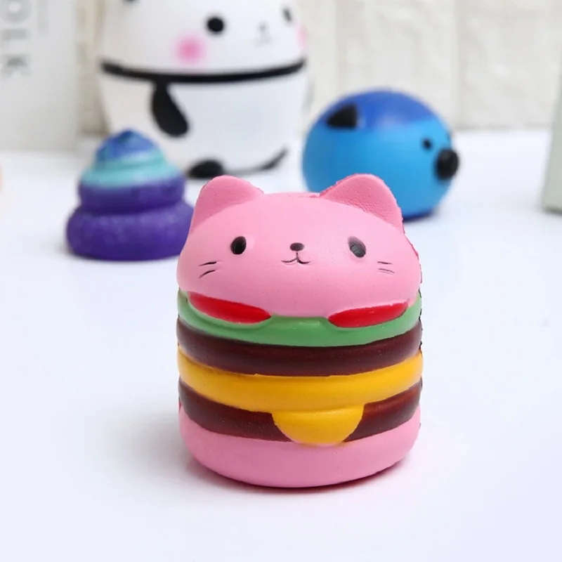 Горячая Jumbo мягкими Squeeze медленный отскок игрушка ПУ моделирование милый Burger Cat Анти-Стресс декомпрессии игрушки или подарки для детская