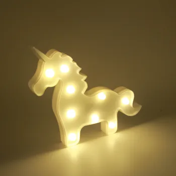 

lovely 3D Marquee Lamps Unicorn Horse Led lighting bulb with remote control Party Bedroom Decor Kids Gifts Battery Drive boy toy