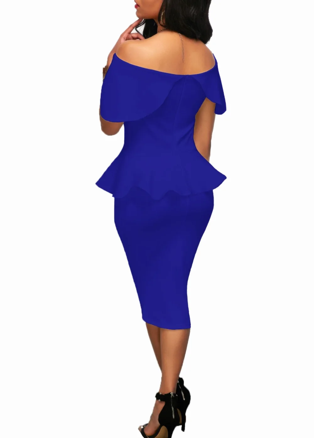 Gladiolus 2018 Summer Slash Neck Off The Shoulder Knee-Length Bodycon Ruffles Office Lady Dress Elegant Party Dresses vestidos  (37)