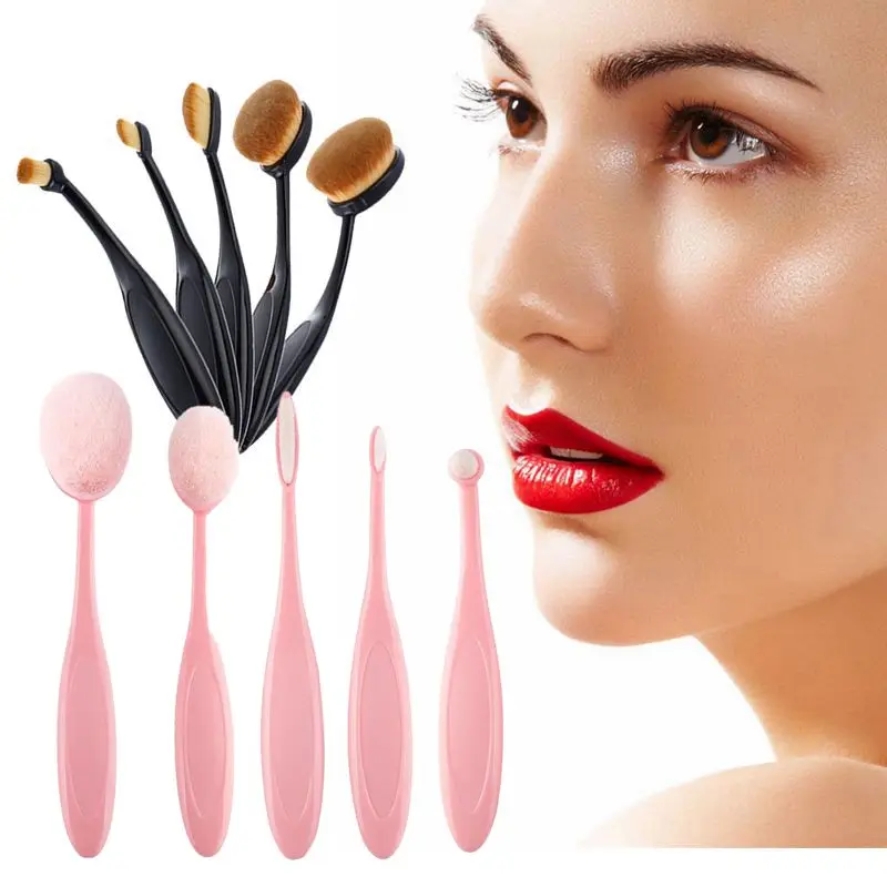 

5Pcs/set Cosmetic Oval Toothbrush Blush Powder Foundation Beauty Eyeshadow Makeup Brushes Set Kit Accessories High Qality