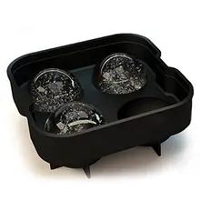 Negro 1 Набор 2 формы для hielo forma de bola plastico Bandejas cubitos hielo cubos de hielo con 4 compartimentos, 12x12 см