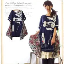 Кружевное вышитое цветочный принт mori girl трикотажное Хлопковое Платье асимметричное свободное летнее платье для женщин vestido Saida de Praia tunique