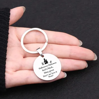 

Halloween gift Keyring Round Card Hallowmas castle chains Stamped Keyfob Keys holder Key Tag charm friends couples family car