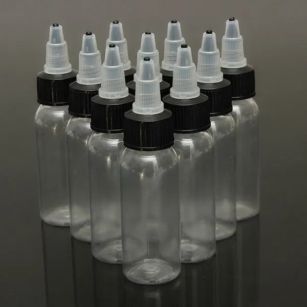 10PCS 120ML/60ML/30ML/15ML Tattoo Empty Ink Bottle Plastic Twist Cap Tattoo Ink Pigment Clear Bottle Free Shipping